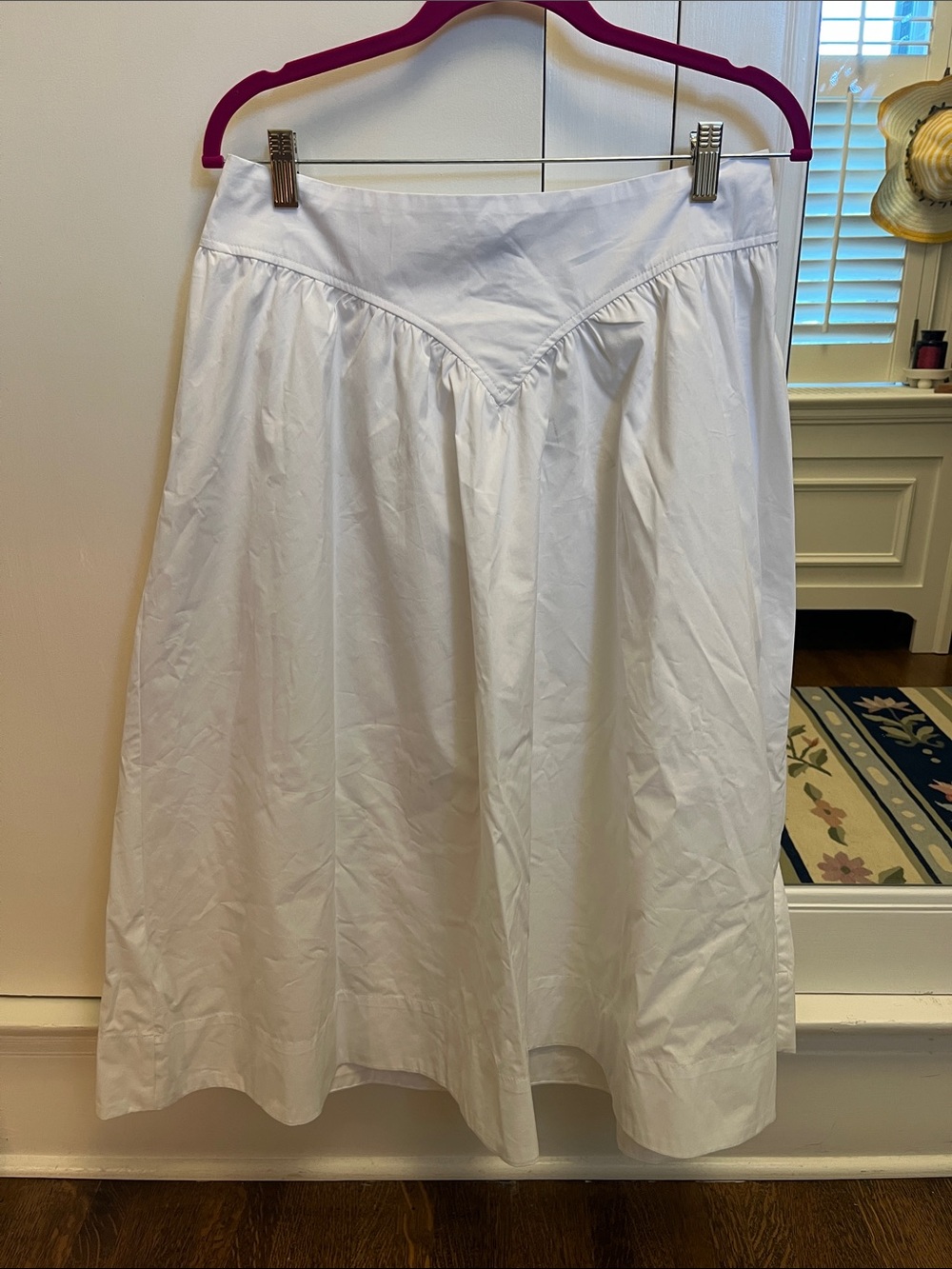 White Corset Seam Midi Skirt